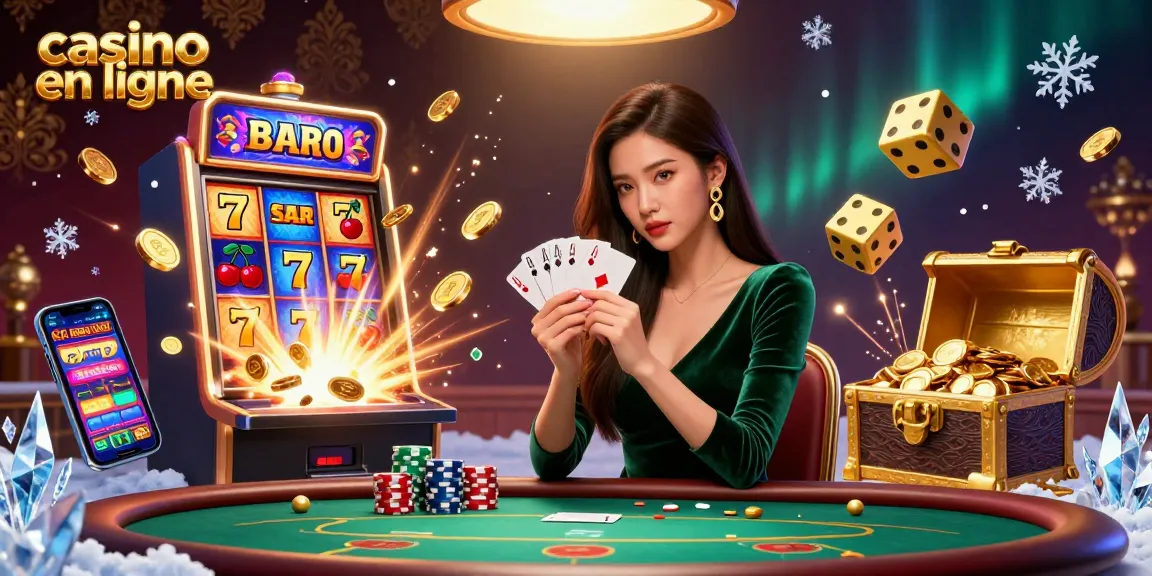 Découvrez l'excitation du casino en ligne avec une illustration 3D époustouflante mettant en vedette des jeux dynamiques et des effets atmosphériques.