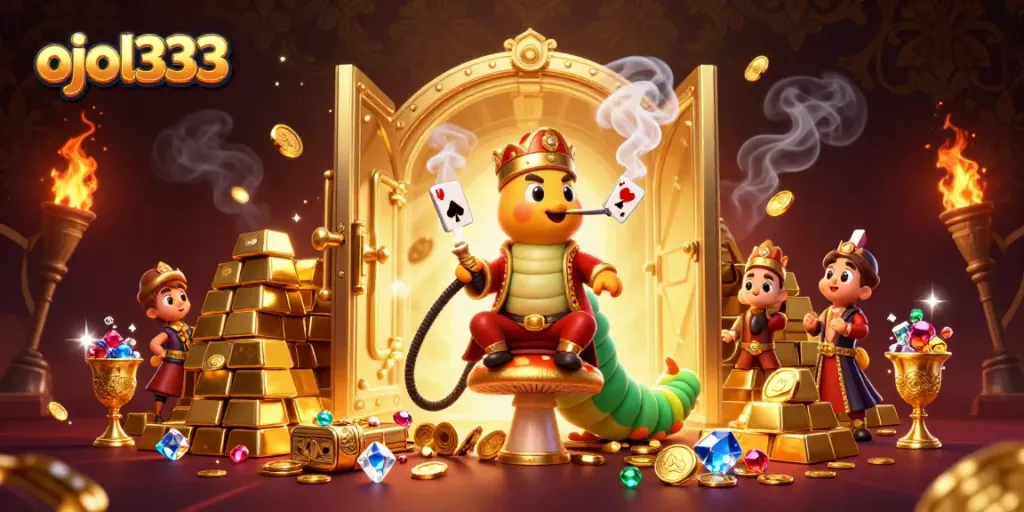 Experience thrilling gambling with ojol333 under vibrant golden lights and casino symbols.