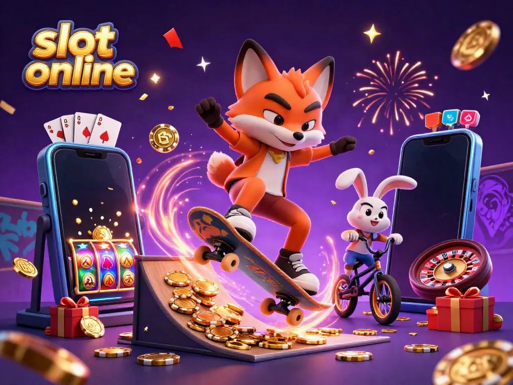 Menggoda pemain slot online dengan ilustrasi kartun yang penuh warna di kasino virtual.