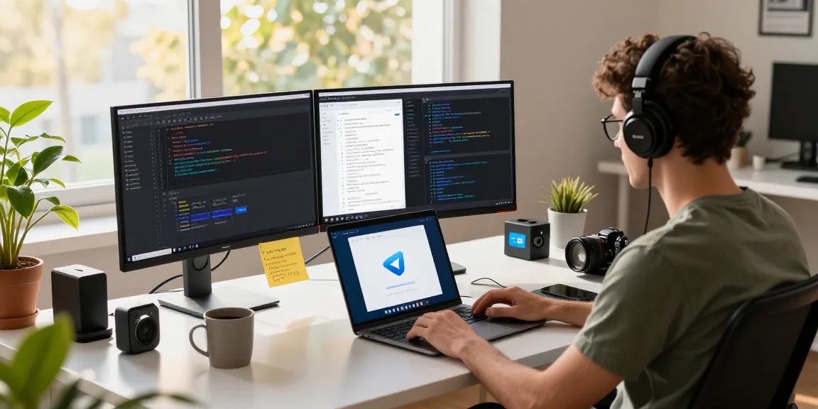 Developer working on 纸飞机中文版 app in a modern tech workspace, showcasing innovation and productivity.