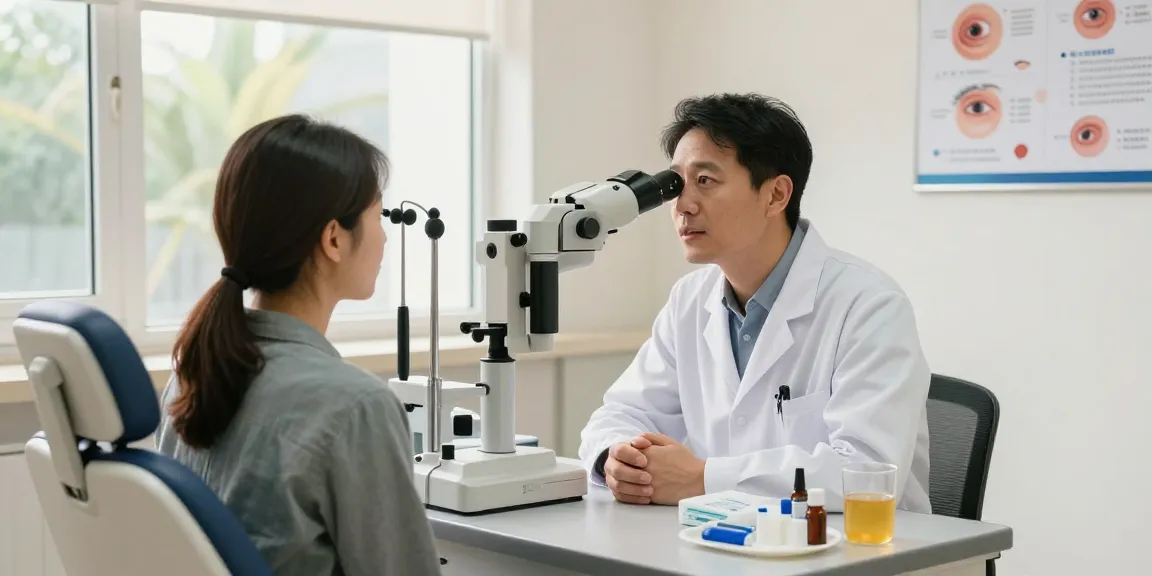 Dry Eye Treatment consultation at a bright clinic for effective eye care.