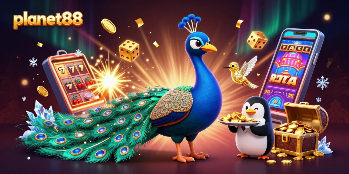 Play slots and chase jackpots at planet88 with vibrant, dynamic casino elements illustrated.