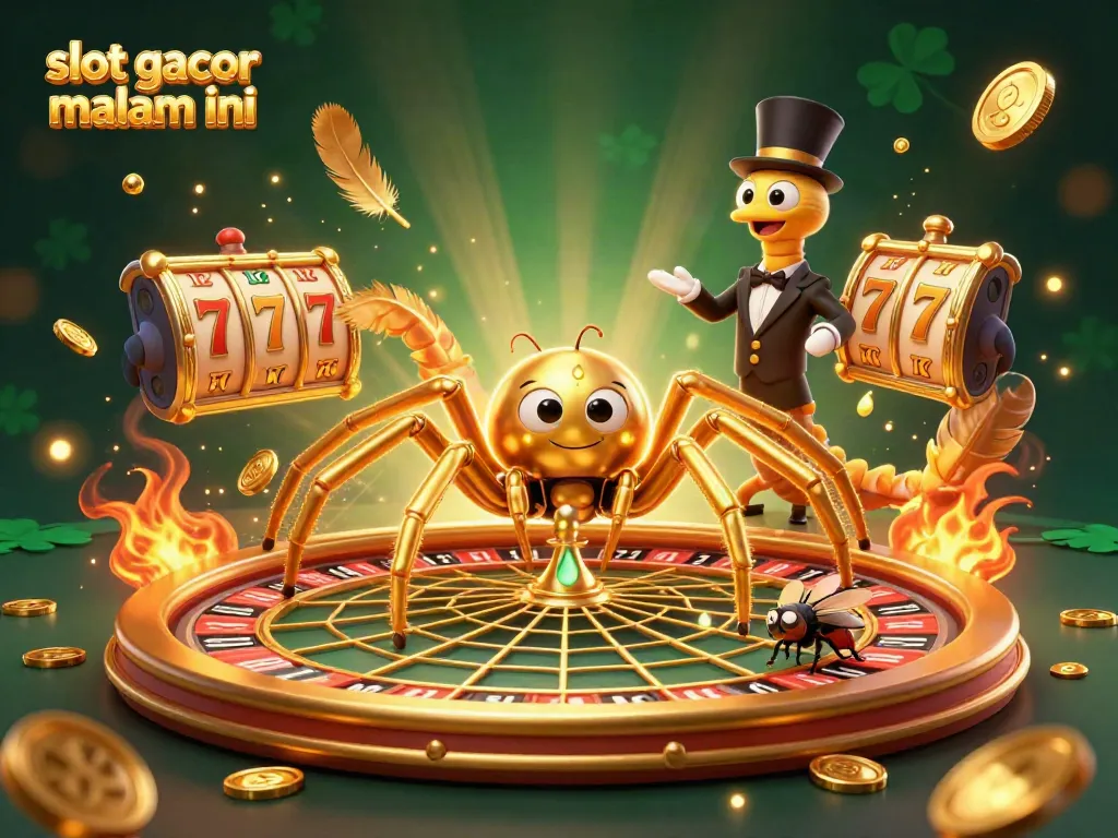 Experience the excitement of slot gacor malam ini with a lively casino illustration.