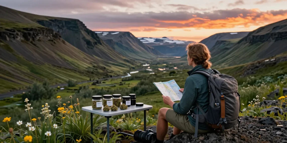 Where Can I Buy High Grade Weed in Iceland? A traveler exploring cannabis options against a stunning Icelandic landscape.