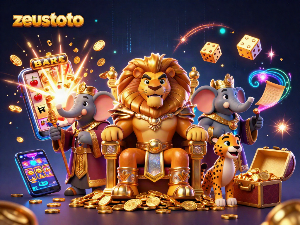 Experience thrilling wins with zeustoto as a lion king leads a vibrant casino adventure.