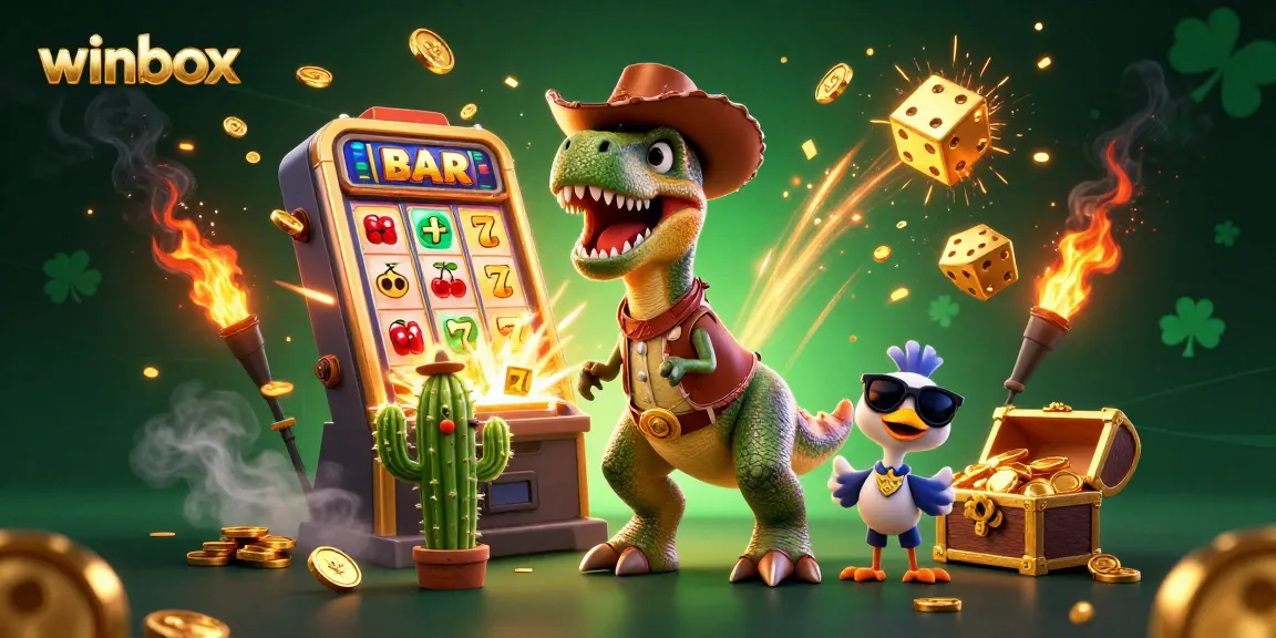 Experience the thrill at winbox with a vibrant illustration showcasing casino excitement and dynamic gaming elements.