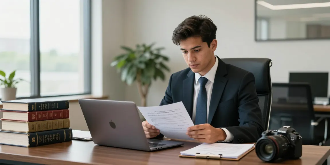 Bradley Robinson Alabama reviewing legal case files in a professional office setting