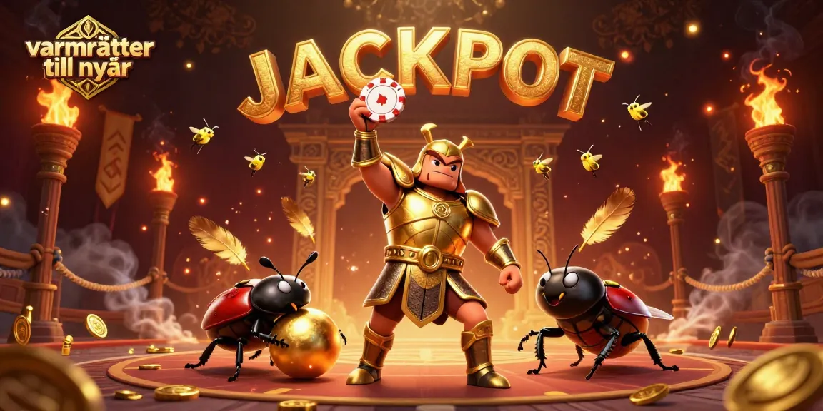 Win big with varmrätter till nyår in a festive 3D casino illustration featuring vibrant characters and dynamic elements.