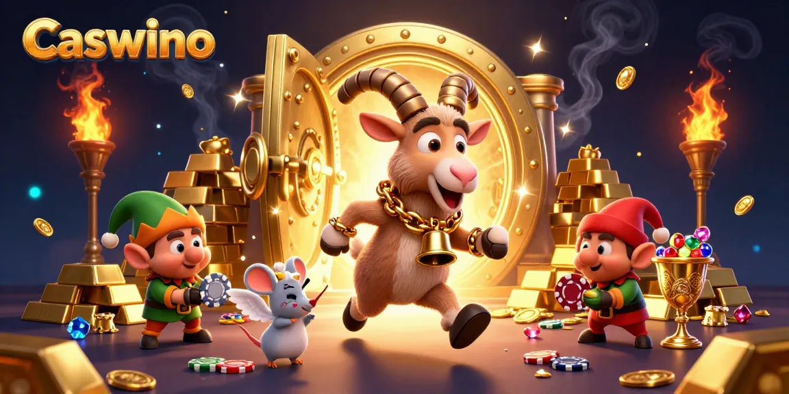 Experience the excitement of Caswino casino with playful characters and vibrant treasures in action.