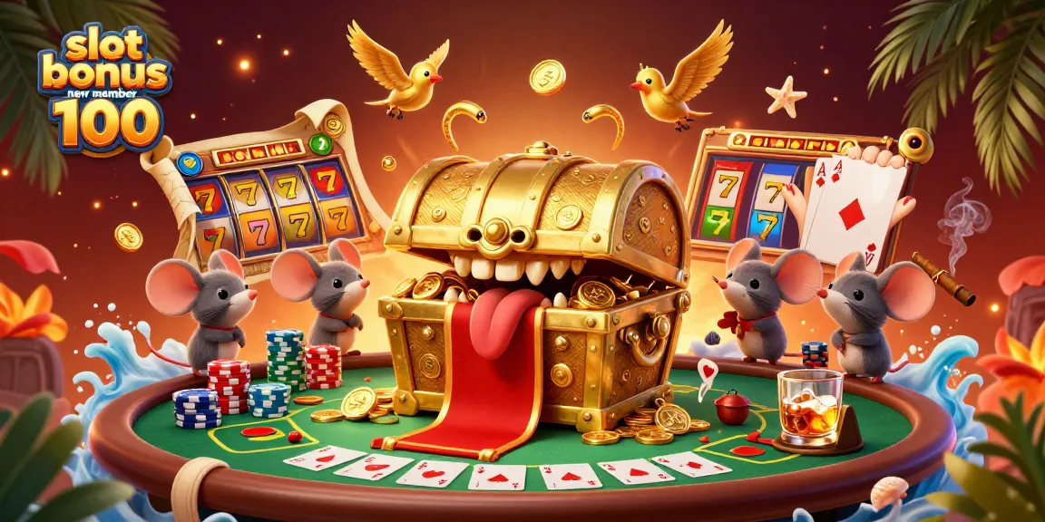 Catching big wins with slot bonus new member 100 in a vibrant casino setting full of colorful game elements.