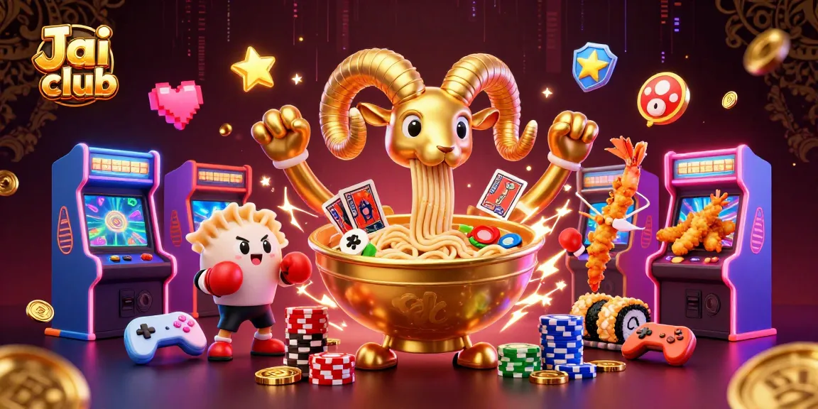 Experience thrilling gameplay at Jai Club with a golden ramen bowl dealer and exciting casino elements.