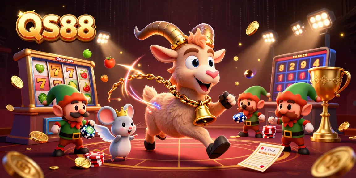 Experience the excitement at QS88 casino with a whimsical Krampus goat character leading the fun!