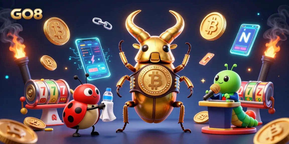 GO8 celebrates winning jackpots with vibrant 3D casino characters and gaming elements.