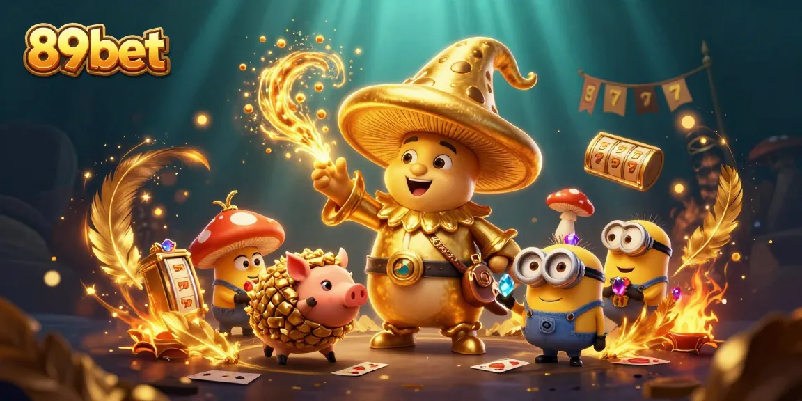 Experience winning magic with the 89bet golden wizard and treasure-seeking pig in a dynamic casino setting.