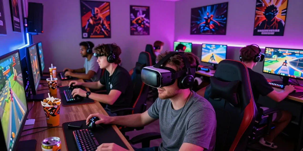 Exciting gaming scene with players enjoying 7meter games in a vibrant environment