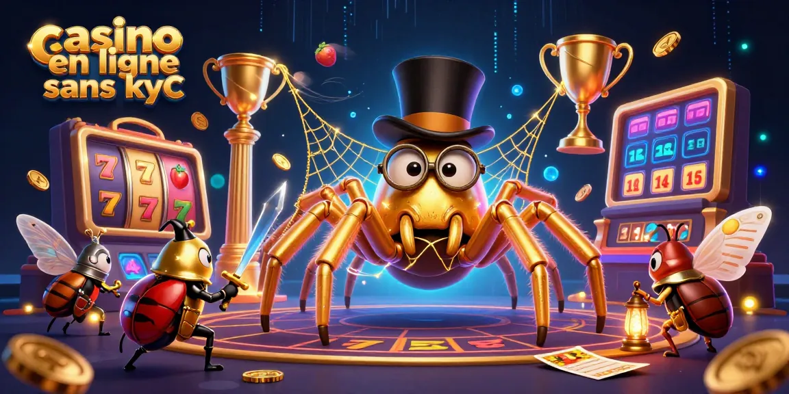 Pariez dans le casino en ligne sans KYC avec une araignée dorée élégante et un chevalier courageux, visuel dynamique