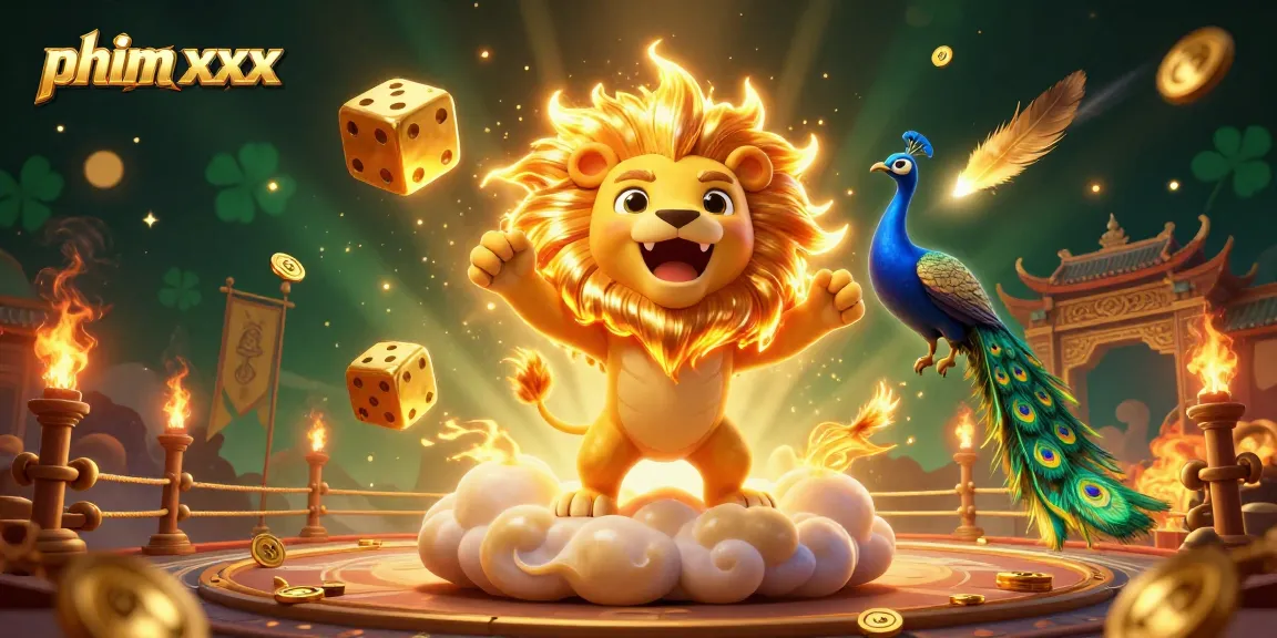 Engage in thrilling gameplay with phim xxx, showcasing a vibrant 3D casino scene featuring a roaring sun lion and golden dice.