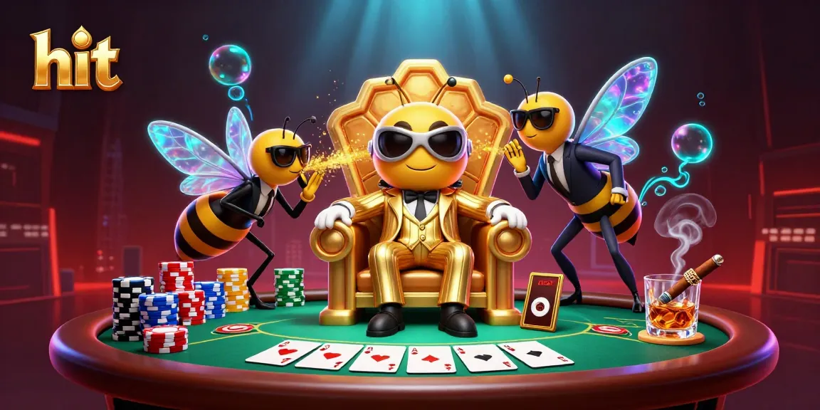 Hit the jackpot in this vibrant online casino scene featuring a bumblebee mob boss and wasp bodyguards.