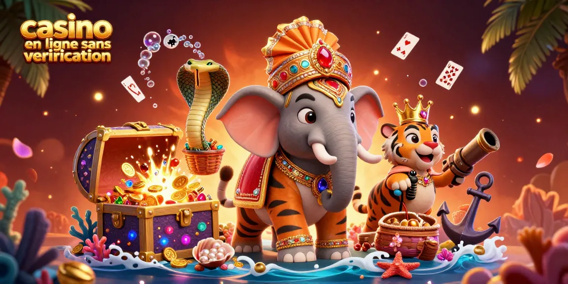 Plongez dans le monde du casino en ligne sans vérification avec un tigre maharaja.