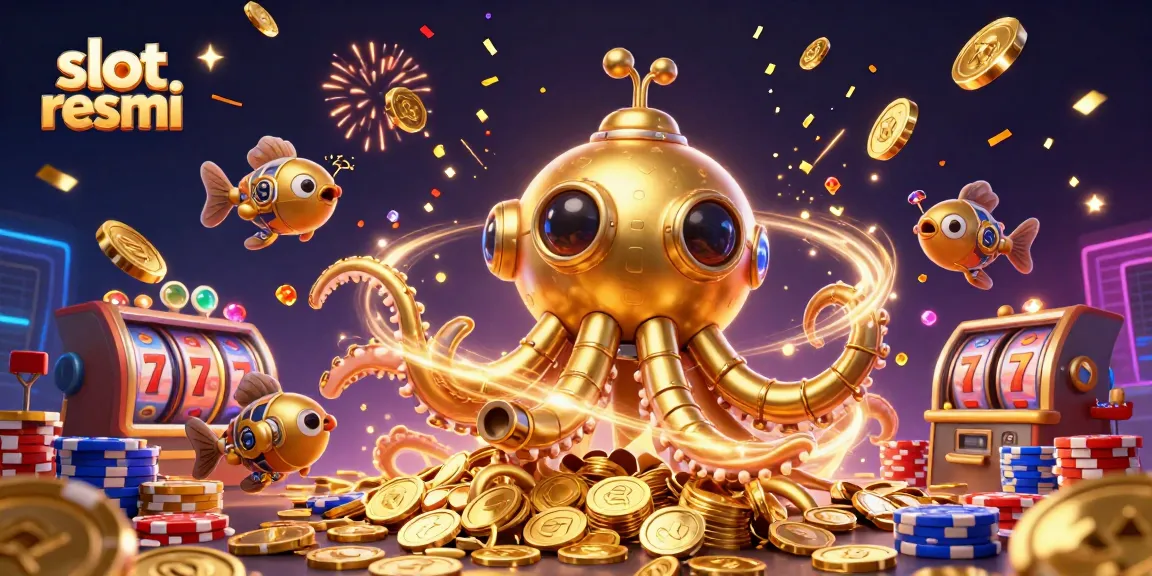 Engage with slot resmi featuring a vibrant kraken submarine and dynamic slot machine elements.