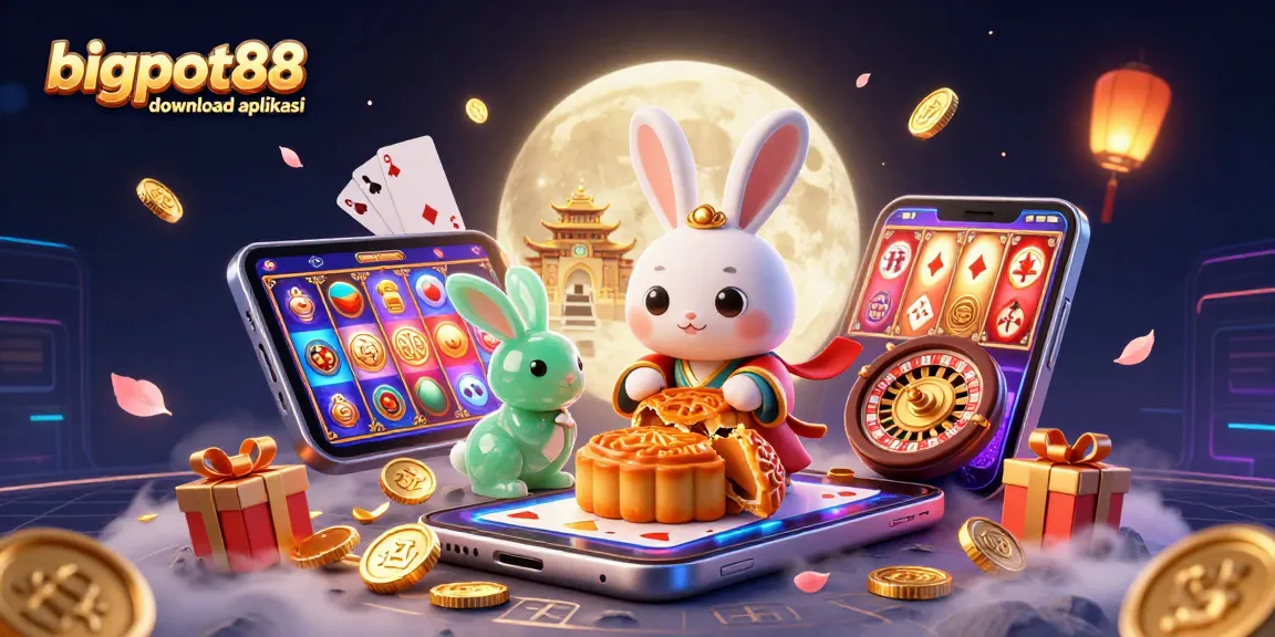 Experience the thrill of gaming with bigpot88 download aplikasi featuring a vibrant 3D moon rabbit scene.