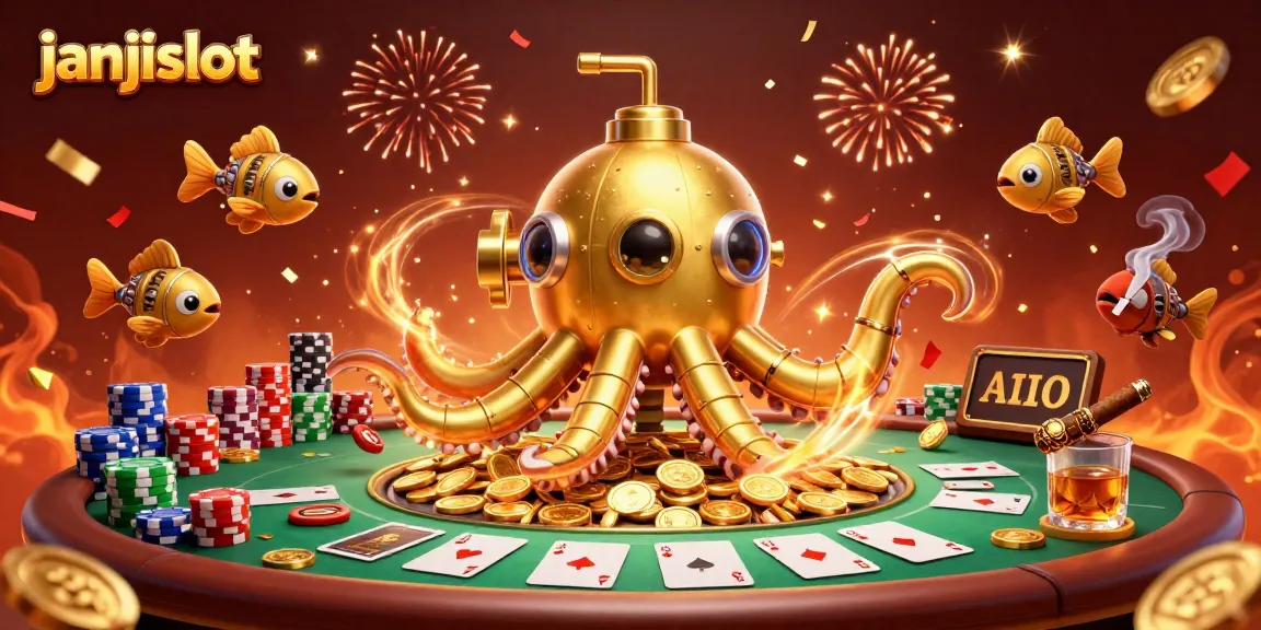 Engage with janjislot's thrilling 3D casino world filled with golden kraken submarines and poker excitement.