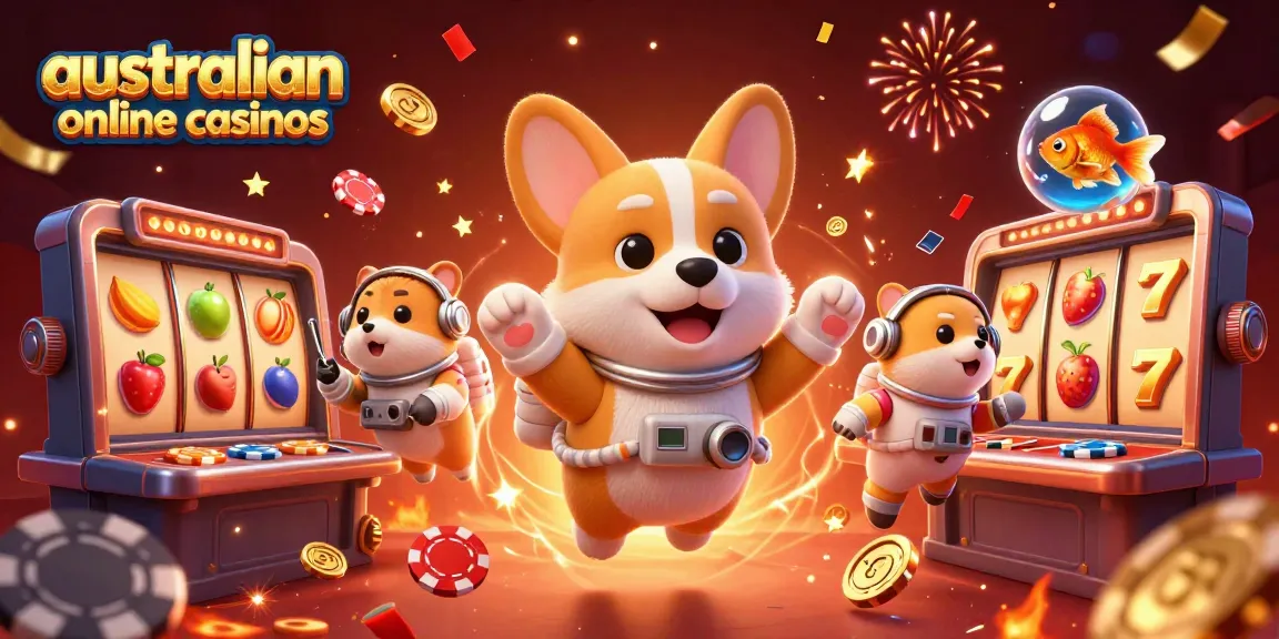 Experience gaming excitement with australian online casinos featuring a lively 3D scene.